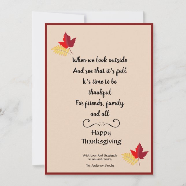Carte photo personnalisé de devis bon thanksgiving (Devant)