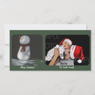 Carte photo personnalisé de Noël Snowman
