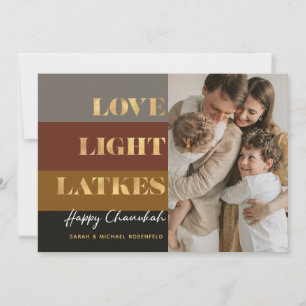Carte photo personnalisé Hanoukka Gold Love Light 