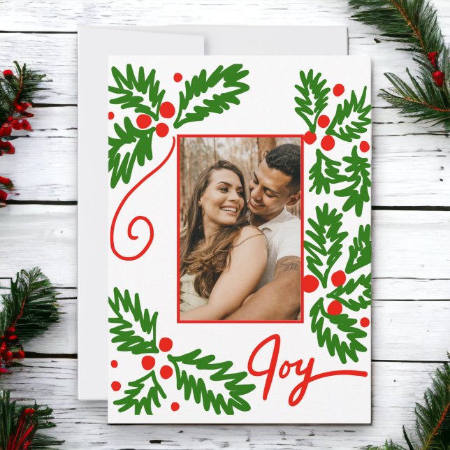 Carte photo personnalisé Joyeux Noël Joie (Send some personalized Holiday Greetings this year!)