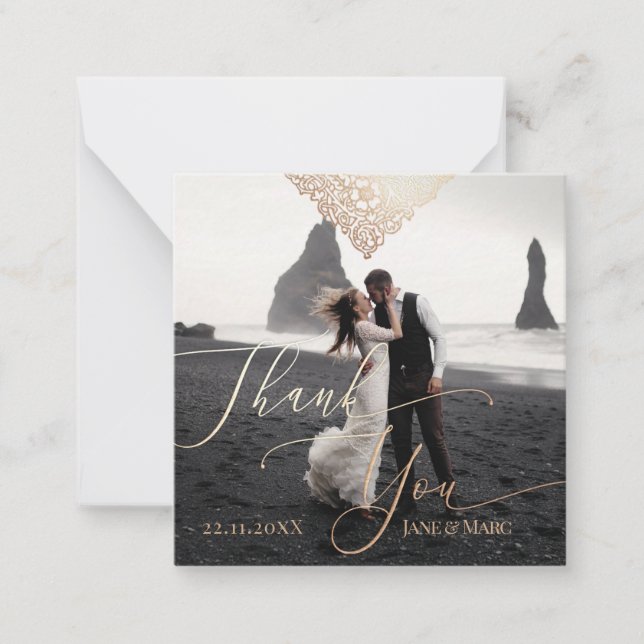 Carte photo personnalisé Merci Mariage avec envelo (Devant)