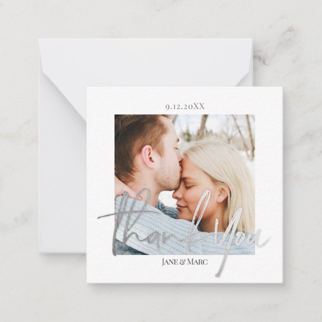 Carte photo personnalisé Merci Mariage avec envelo (Devant)