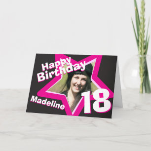 carte photo personnalisé rose 18e anniversaire