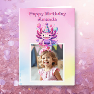 Carte Photo personnalisée Anniversaire de la fille Axolo