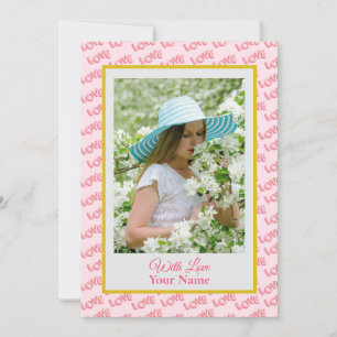Carte Photo personnalisée avec des cœurs d'amour roses