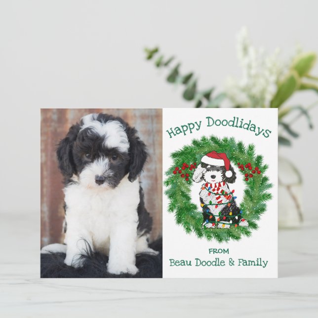 Carte Photo personnalisée Feux de Noël Sheepadooda (Debout devant)