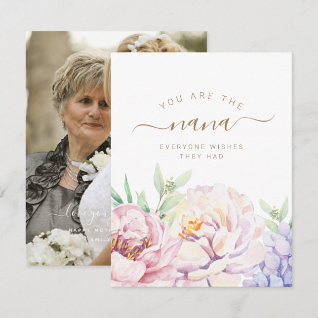 Carte photo personnalisée florale pour Nana (Devant / Derrière)