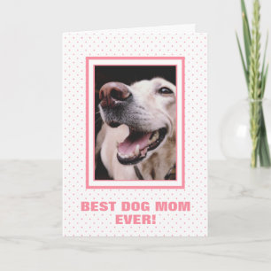 Carte Photo personnalisée Pink Polka Dot Chien Fête des 