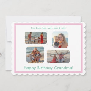 Carte PHOTO Pink Border Scallop Anniversaire