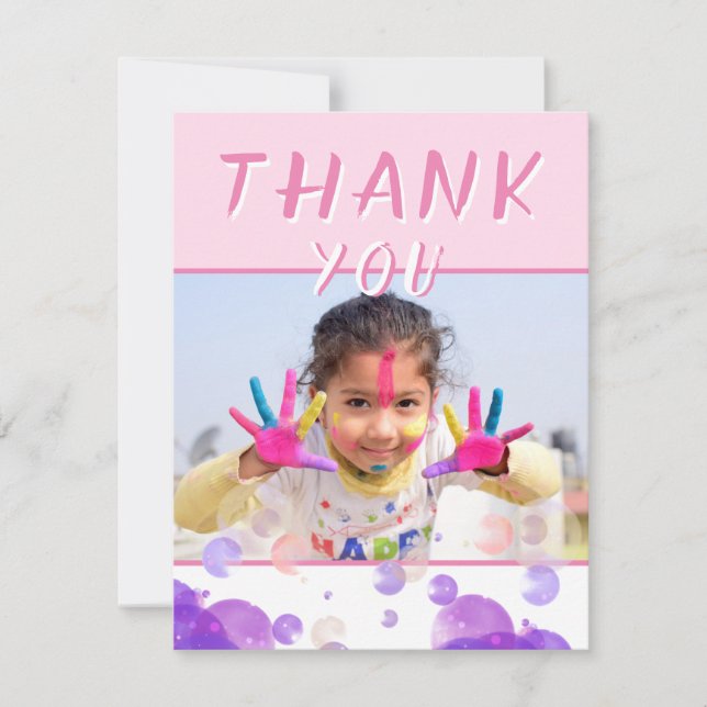 Carte Photo Pink Bubbles Fille Anniversaire de enfant Pa (Devant)