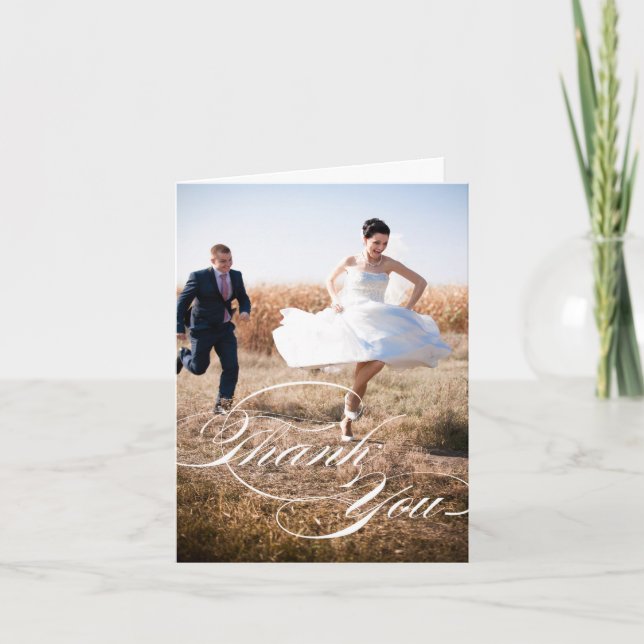 CARTE PHOTO PLIÉE DE REMERCIEMENTS DE MARIAGE | ÉC (Devant)