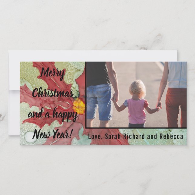 Carte photo "Poinsettia Reds & Greens" (Devant)