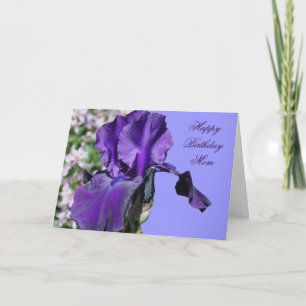 Carte photo pourpre de fleur d'iris de maman de