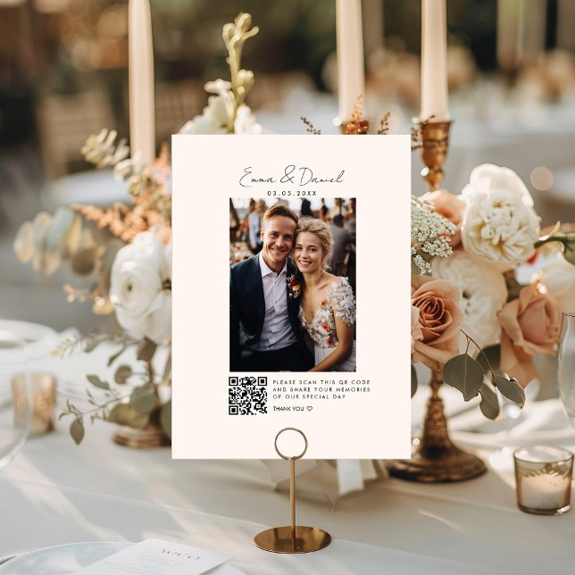 Carte Photo QR Code Beige Mariage Galery Card (Créateur téléchargé)