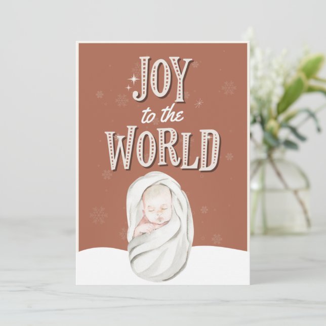 Carte photo religieux de Noël Joyeux (Debout devant)