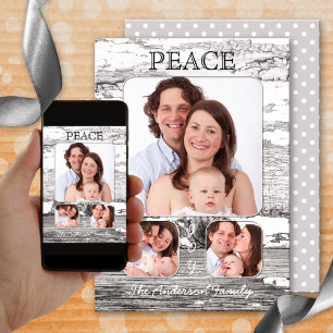 Carte photo Retro Rustic Wood Christmas