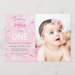 Carte photo rose de partie d'anniversaire de