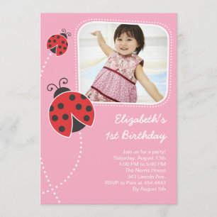 Carte photo rose d'invitations d'anniversaire de
