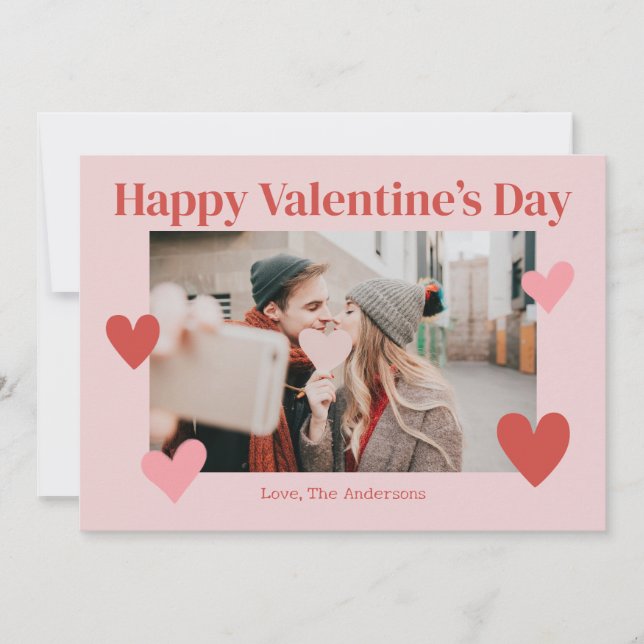 Carte photo rose pour la Saint-Valentin (Devant)