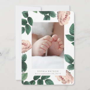 Carte photo Rose rose antique Faire-part de naissa