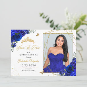 Carte photo Royal Blue Quinceañera Enregistrer La 