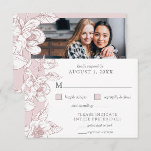 Carte photo RSVP Blush en fleurs de Magnolia du Su