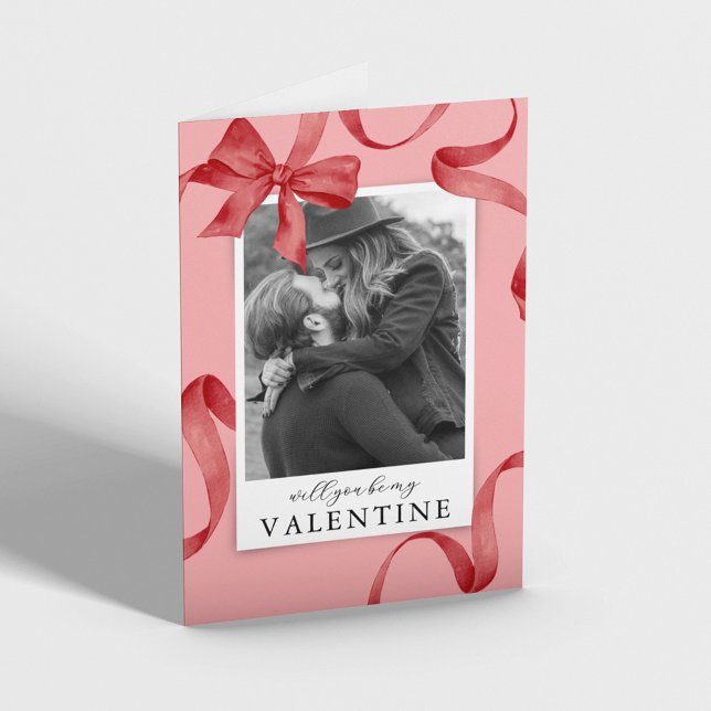 Carte Photo Ruban Rouge Saint-Valentin (Créateur téléchargé)