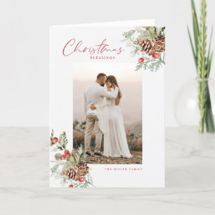 Carte photo Rustique Aquarelle de Noël Bénédiction