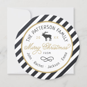 Carte photo Rustique Reindeer Round Christmas