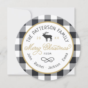Carte photo Rustique Reindeer Round Christmas