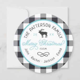 Carte photo Rustique Reindeer Round Christmas