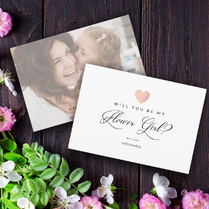 Carte Photo Serez-Vous Ma Fille Fille Coeur Rose