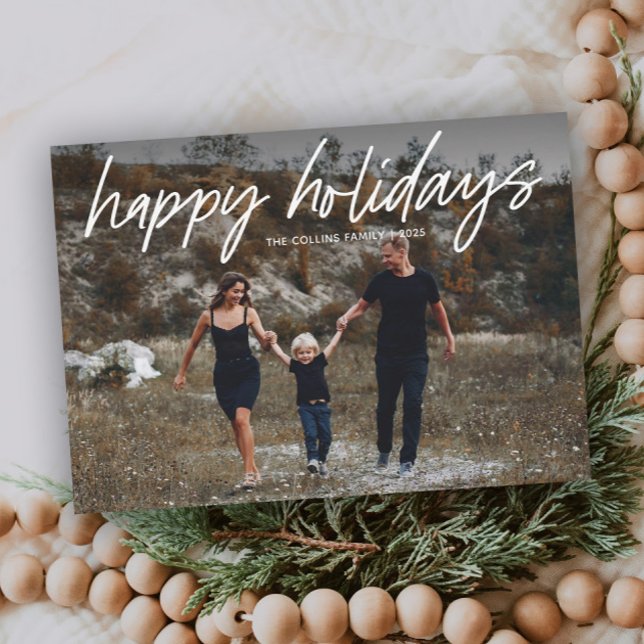 Carte photo simple avec lettrage manuel 2  (Simple hand lettered 2 photo holiday card. )