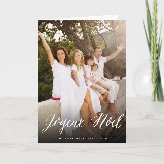 Carte photo simple de Noël de manuscrit de Joyeux (Devant)