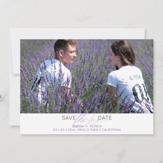 Carte Photo simple de typographie Enregistrer la date (Devant)