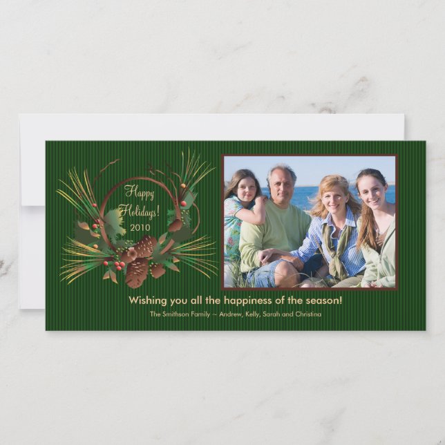 Carte photo stylish Pine Cone Wreath Holiday (Devant)