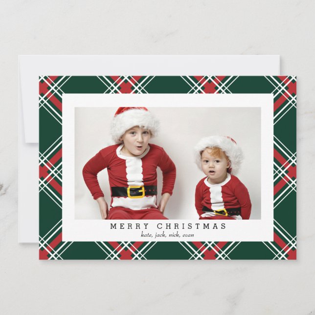 Carte photo tarte vert pour les fêtes de Noël (Devant)