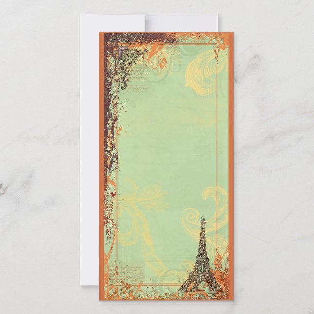 Carte photo Tour Eiffel Invitation ou Menu (Devant)