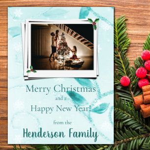 Carte photo turquoise Feuille Appartement