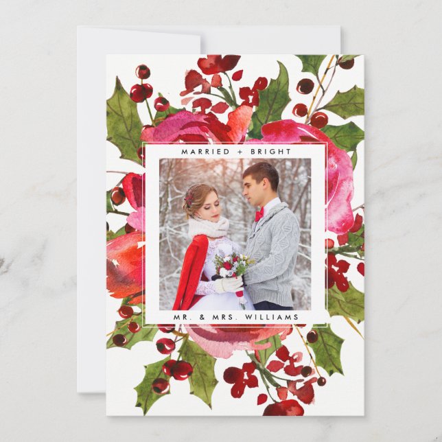 CARTE PHOTO VACANCES | Marié et Noël brillant (Devant)