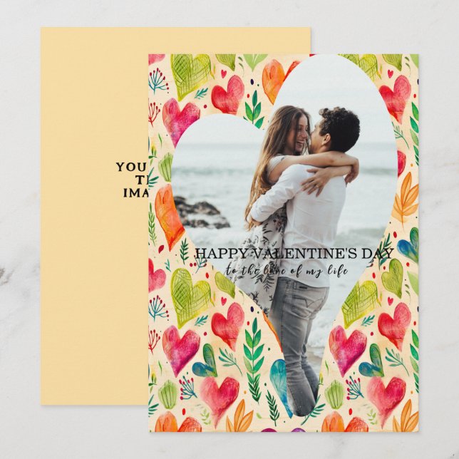 Carte photo Valentines personnalisées (Devant / Derrière)