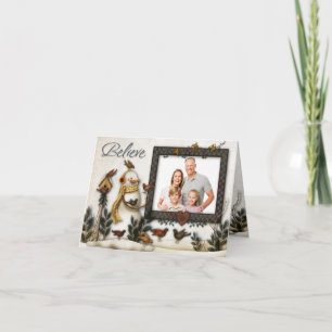 Carte photo Whimsical Folk Art Snowmen Christmas