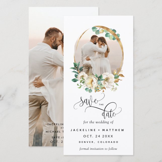 Carte Photo White Mustard Wedding Save The Date Signet (Devant / Derrière)