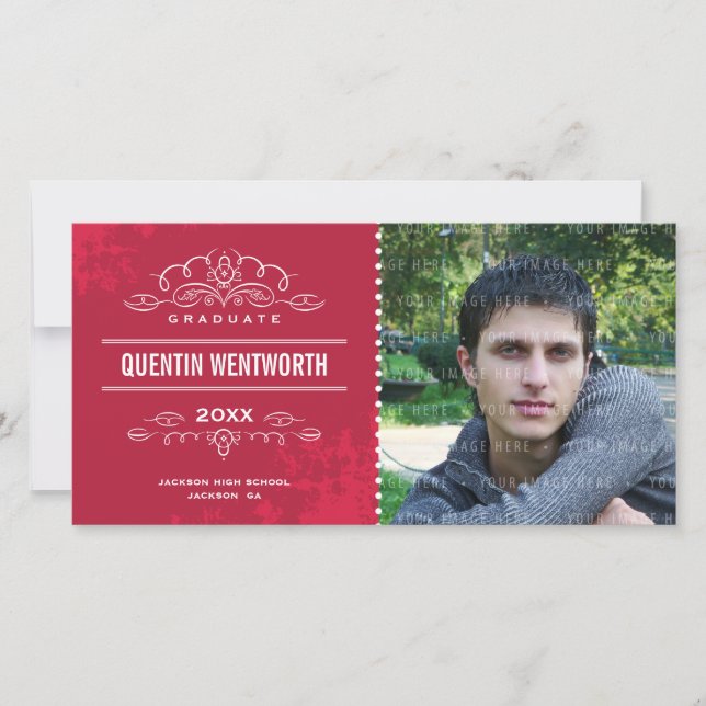 CARTE PHOTOCARTE GRAD moderne carte rouge rouge (Devant)
