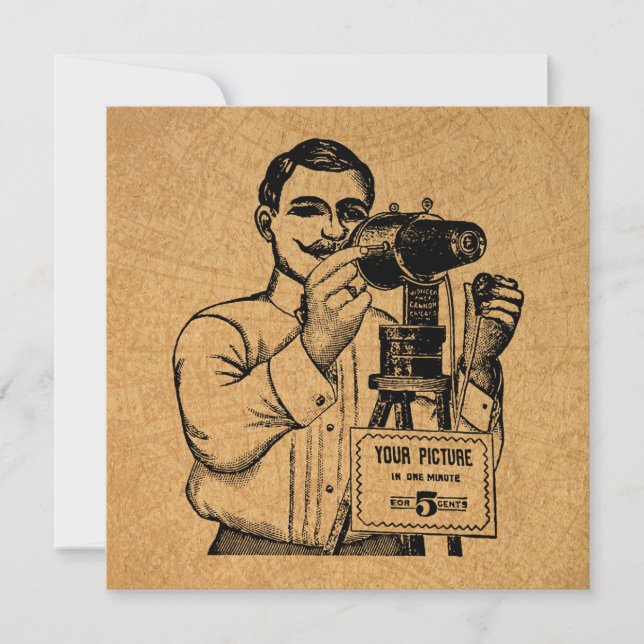 Carte Photographe antique avec caméra (Devant)