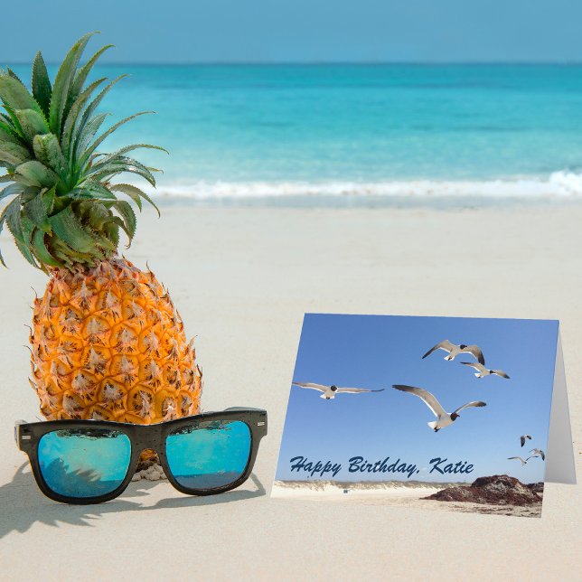 Carte Photographie de Mouette Belle Plage Joyeux Anniver (Créateur téléchargé)