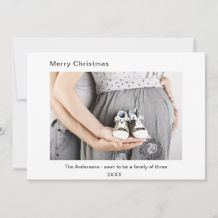 Carte Photographie minimaliste de grossesse moderne Noël