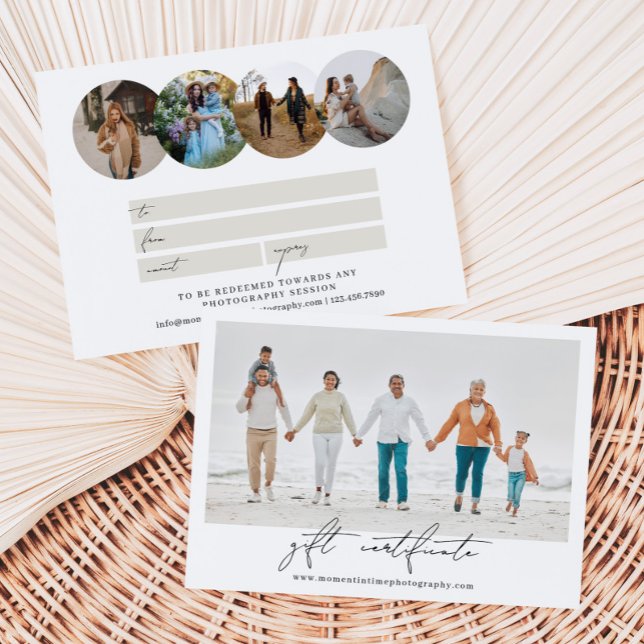 Carte Photographie moderne Cercle certificat cadeau phot (Créateur téléchargé)