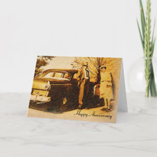 Carte Photographie Vintage Joyeux Anniversaire Couple