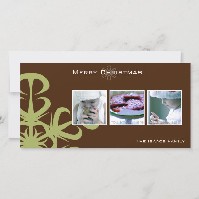 Carte photonique de Noël du flocon vert (Devant)